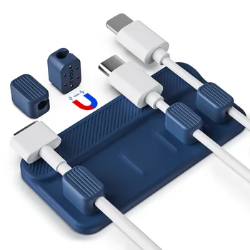 magnetinis kabelių vyniojimo klijai silikoninis USB kabelių fiksatorius Organizatorius Vienspalvis kabelio laikiklis Linija Įkroviklio spaustukas Desk OfficeSupply
