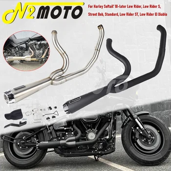 Motociklas sukomplektuotas pilnos sistemos išmetimo vamzdis 2-into-1 duslintuvas Harley Softail Street Bob Standard Low Rider EI Diablo ST 18+