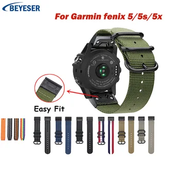 nailoninis laikrodžių dirželis, skirtas Garmin Fenix 5 juostos 20mm 22mm dirželis Greitas pritaikymas Garmin Fenix 5 5X 3 3HR D2 S60 GPS juosta 26mm laikrodžio apyrankė