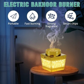 Naktinė šviesa Bakhoor Bukhoor Arabiškų elektrinių smilkalų degiklis Automobilio degimo mašina Elektroninė aromaterapijos mašina Namų dekoratorius