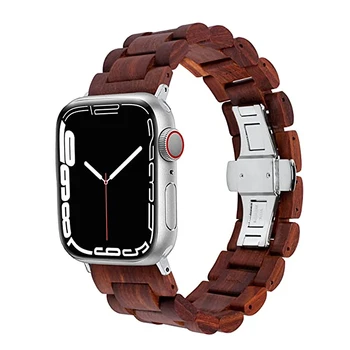 Natūralios medinės laikrodžių juostos, skirtos Apple Watch Band Series SE 4 5 6 7 44mm 40mm 45mm 41mm dirželis, skirtas iWatch 3 42mm 38mm apyrankei