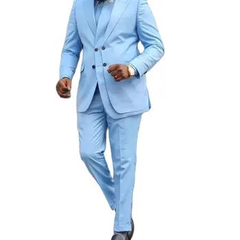 Naujas dvigubas Placket Custom Suits Blazer Kelnės Vyriški Vestuviniai drabužiai Fashion Design Prabangūs vyriški komplektai 2vnt Švarko kelnės