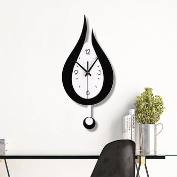 Naujas europietiškas sieninis laikrodis Miegamasis Svetainė Kūrybinis vandens lašų modeliavimas Švytuokliniai laikrodžiai Pagrindinis Tylusis Horloge meno dekoravimas