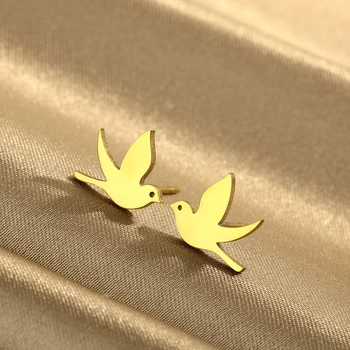 Nerūdijančio plieno kolibrių ausų smeigtukų tendencija Subtilūs ir elegantiški geometriniai auskarai moterims 