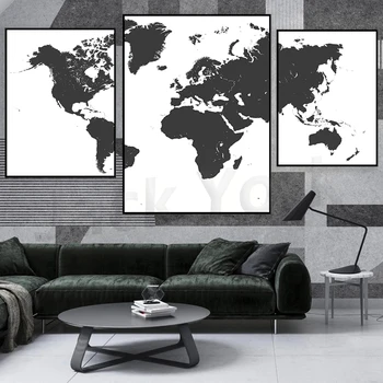 Nespalvotas sienų menas Pasaulio žemėlapio spausdinimo gabalas plakatas spausdinamas didelis skaitmeninis atsisiuntimas dekoro drobė kelionės