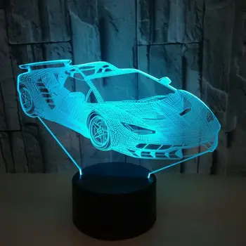 Nighdn Akrilo sportinė automobilinė naktinė lempa LED 7 spalvą keičianti naktinė lemputė vaikams USB stalinė stalinė lempa Dovanų žaislai berniukų gimtadieniui
