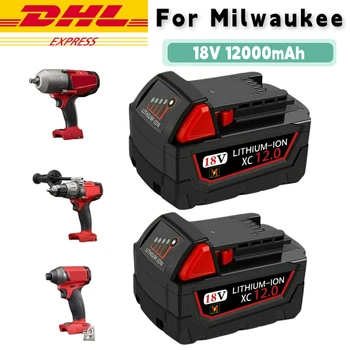 Original 18V 12Ah For Milwaukee M18 baterija 48-11-1815 48-11-1850 2604-22 2604-20 2708-22 2607-22 galia Įrankiai Baterija