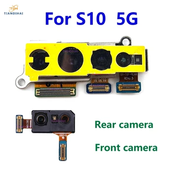 Originalus priekinės galinės galinės kameros modulis, skirtas Samsung Galaxy S10 5G G977B G977U G977N Priešais asmenukių pagrindinės kameros lankstus kabelis
