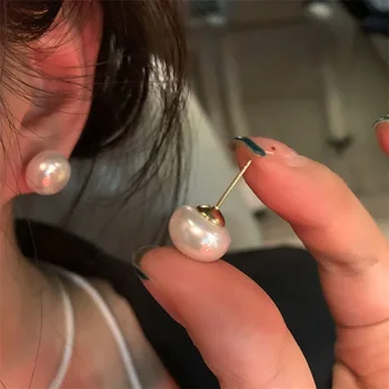 Paprastas Išskirtiniai balto perlo smeigės auskarai moterims Merginos Minimalistinės ausų papuošalų dovanos