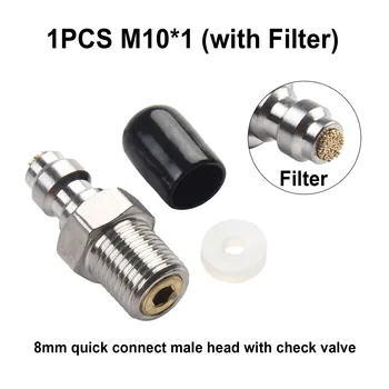 patvari jungiamojo vožtuvo jungtis 1pc 8mm patikrinimas M10 * 1 vyriška PCP užpildymo jungtis greitas nerūdijantis plienas + varis namai