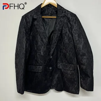 PFHQ Vyriški vieninteliai XL kompozitiniai nėrinių švarkai prašmatnus paprastas universalaus dizaino tamsių drabužių pavasario spausdinimo meno niša Naujos kostiuminės striukės 21Z3694