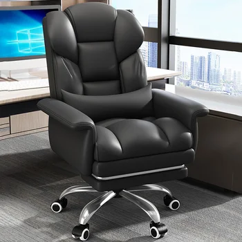 Prabangus vandeniui atsparus ergonomiškas biuro kėdės alkūnės padas Prabangi odinė studijų kėdė Ergonomiškas atlošas Chaise biuro baldai