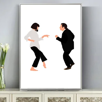 Pulp Fiction Dance Couples Filmų plakatai ir atspaudai Drobės meno tapyba ant sienos Minimalistinis dekoras Cuadros svetainei
