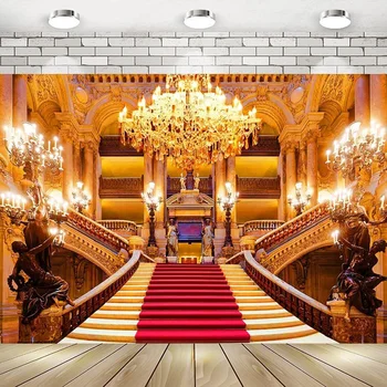 Raudonojo kilimo rūmų fotografija Fonas Senoji bažnyčia Europos auksinė pilis Vestuvių ceremonija Gimtadienio fonas Reklamjuostės dekoravimas