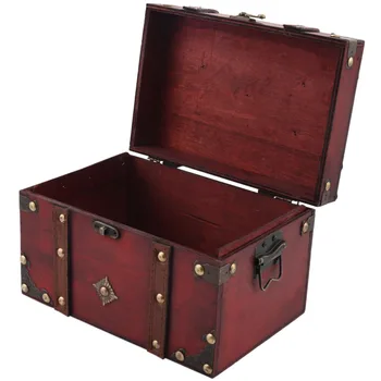 Retro lobių skrynia Senovinė medinė daiktadėžė Antikvarinio stiliaus papuošalų dėžutė Papuošalų dėžutė Niekučių dėžutė Didelė