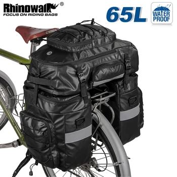 Rhinowalk 3 in1 Bike Bag 65L Didelės talpos dviračio galinė lentyna Pannier krepšys Neperšlampamas dviračio MTB dvipusio bagažo kuprinė
