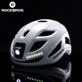 ROCKBROS dviračių šviesos šalmas C tipo įkrovimas Elektrinis dviračio šalmas Priekinis žibintas Galinis žibintas Įspėjamasis žibintas Saugos MTB dviračio šalmas
