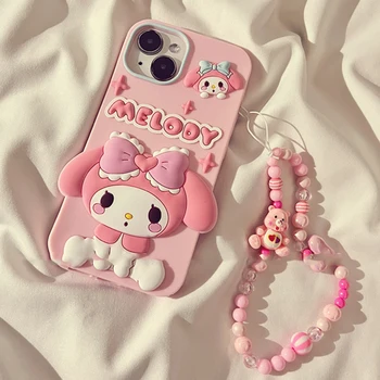 Sanrios Hello Kitty My Melody Apyrankė Telefono dėklai, skirti iPhone12 13 14 Pro Max dėklas Mielas animacinis filmas Apsauginis galinis dangtelis