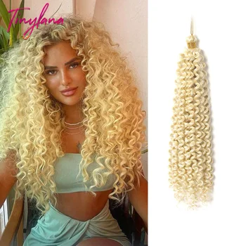 Sintetinis ilgas garbanotas gilių bangų sukimas nėrimo plaukų perukai nėrimo pynės Blondinės pynimas Natūralus plaukų priauginimas juodaodėms moterims