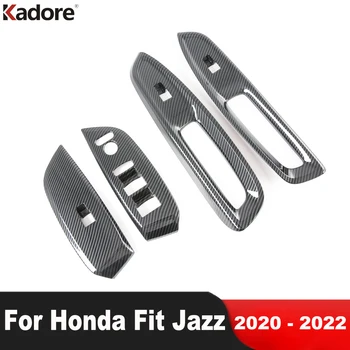 skirta Honda Fit Jazz 2020 2021 2022 Anglies pluoštas Automobilio durys Porankis Langų pakėlimo jungiklis Mygtuko skydelio dangtelio apdaila Interjero aksesuarai