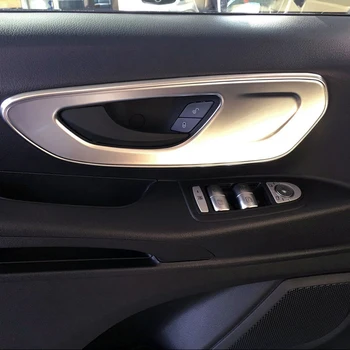 skirta Mercedes Benz Vito W447 2015-2023 salonas Priekinių durų rankenos rėmo perdanga Sidabrinė matinė ABS plastikinė 2vnt