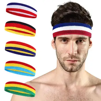 Spalvingi sportiniai galvos apdangalai Stretch Elastic Football Absorb Running Tennis Bands Yoga Cotton Sweat Head Blending Gym Hairband