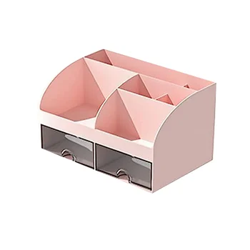 Stalo organizatoriaus-biuro organizatorius su 6 skyriais ir 2 mažais stalčiais, rašomoji daiktadėžė rašiklių laikikliams, nuotolinė rožinė