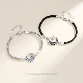 Sterling Silver Color Phoenix Charm apyrankės įsimylėjėliams Pora Hand Chain Link Originalūs mados papuošalai