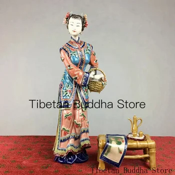 Svajonių raudona kamerinė graži moterų statula Yingchun Lady meno skulptūra Kūrybinis keramikos amatas Namų dekoravimas Biuro figūrėlė