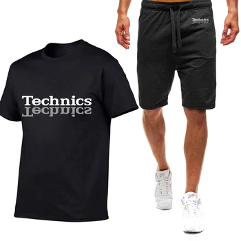 Technika 2023 Vyriška Dj1200 patefono muzika Nauja vasaros karštas išpardavimas Dėvėti sportinius trumpomis rankovėmis Dviejų dalių laisvalaikio marškinėliai + šortų kostiumas