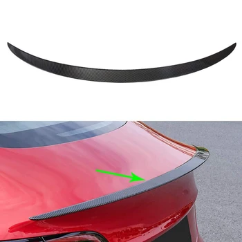 Tesla Model 3 Y Galiniai spoilerio sparnai ABS 2017-2023 m. bagažinės spoilerio lūpų uodegos sparno dangtis (OEM spoileris, anglies pluošto raštas /juodas)