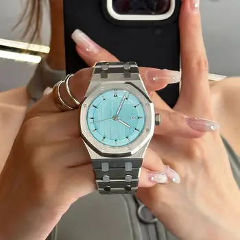 Top prekės ženklo vyriškas laikrodis 41mm mėlynas vandeniui atsparus šviečiantis kalendorius Plieninis diržas Karinis sportinis vyriškas laikrodis Relogios Masculino