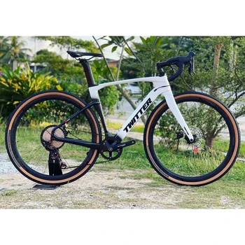 TWITTER-Carbon Fiber Road Bike, vidinis maršruto stabdys, alyvos diskinis stabdys, EPS T900off-Road Bike, 700 x 40C ratų komplektas, V2 RS-24S