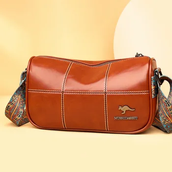 Vintažinis minkštos odos moteriškas rankinis per petį elegantiškas pasiuntinio krepšys madingas paprastas moteriškas crossbody krepšys laisvalaikio rankinė