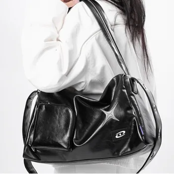 Vintažinės korėjietiškos rankinės Y2k Pečių kryželis Estetinis krepšys Moteriški krepšiai Kelioninis Tote Užtrauktukas Kelionės Pečių bagažas Moterys