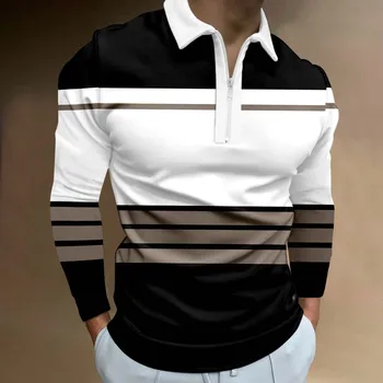 Vyriški klasikiniai dryžuoti polo marškinėliai vyrams ilgomis rankovėmis 2023 m. pavasario laisvalaikio marškinėliai Darbo drabužiai Populiariausi vyriški drabužiai Plius Oversize S-XXXL