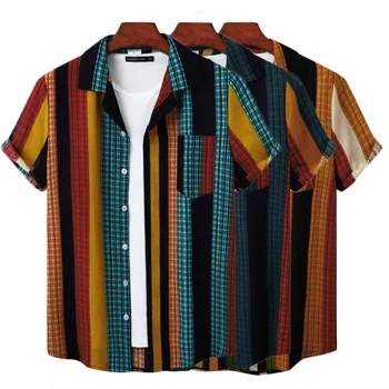Vyriški marškiniai Atostogos Havajų paplūdimio marškinėliai Dryžuoti spausdinti Topai Verslas Laisvalaikis Apkarpyti oversized marškinėliai 3XL Dizainerio drabužiai