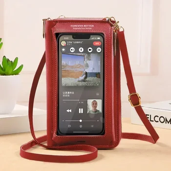 Women Crossbody Bags Touch Screen Mobile Phone Purse 2023 Fashion Shoulder Bag Mobile Mini piniginės kortelių laikiklis Rankinė moteriai