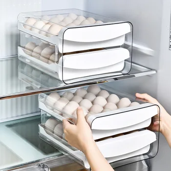 šaldytuvo laikymo kiaušinių dėžutės stalčiaus tipo skaidrus kiaušinių buitinis dvisluoksnis pagalbinis Virtuvė su dangčiu Laikymo šviežio laikymo dėžutė